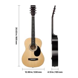 Akustická kytara dreadnought 36 palců / 914,4 mm, přírodní začátečnický balíček s gig bagem pro teenagery - miniatura 12