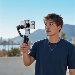 3osý stabilizátor pro smartphone s magnetickým vyplňovacím světlem - miniatura 1