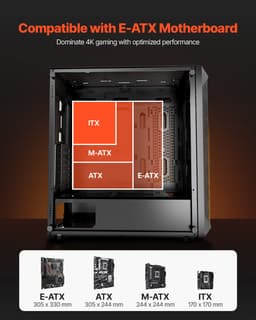 PC skříň Full-Tower pro hraní, 3 PWM ventilátory 140 mm pro E-ATX základní desku - miniatura 6