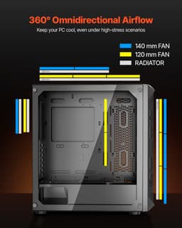 PC skříň Full-Tower pro hraní, 3 PWM ventilátory 140 mm pro E-ATX základní desku - miniatura 7