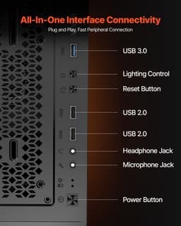 PC skříň Full-Tower pro hraní, 3 PWM ventilátory 140 mm pro E-ATX základní desku - miniatura 10
