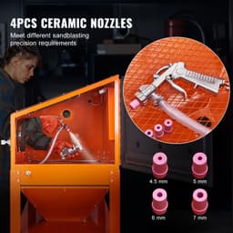 Pískovací kabina 227,1 l se stojanem, pískovací pistolí a 4 tryskami - miniatura 8