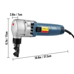 Elektrická řezačka na plech 380 W, 1800 ot./min, 220 V, s vyměnitelnými břity, kufřík pro uskladnění, řezačka plechu pro řezání nerezové oceli, hliníku, plastu - miniatura 1