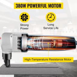 Elektrická řezačka na plech 380 W, 1800 ot./min, 220 V, s vyměnitelnými břity, kufřík pro uskladnění, řezačka plechu pro řezání nerezové oceli, hliníku, plastu - miniatura 7