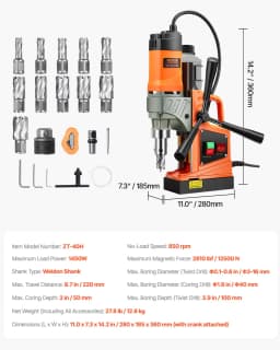 Magnetická vrtačka 1450 W, 12500 N, přenosná magnetická vrtačka 850 ot./min - miniatura 11