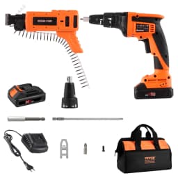 Šroubovák pro sádrokartonové desky s automatickým podáváním, max. 20 V, akumulátorový šroubovák pro sádrokarton, 4200 ot./min, sada s 2 akumulátory, nabíječkou, klipem na opasek, brašnou na nářadí, nastavením délky a hloubky zašroubování šroubů - miniatura 2