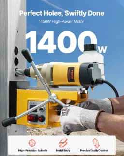 Magnetická vrtačka 1400 W, 2878 lbf, magnetická vrtačka, průměr vrtu 2 palce, 6 bitů, žlutá - miniatura 6