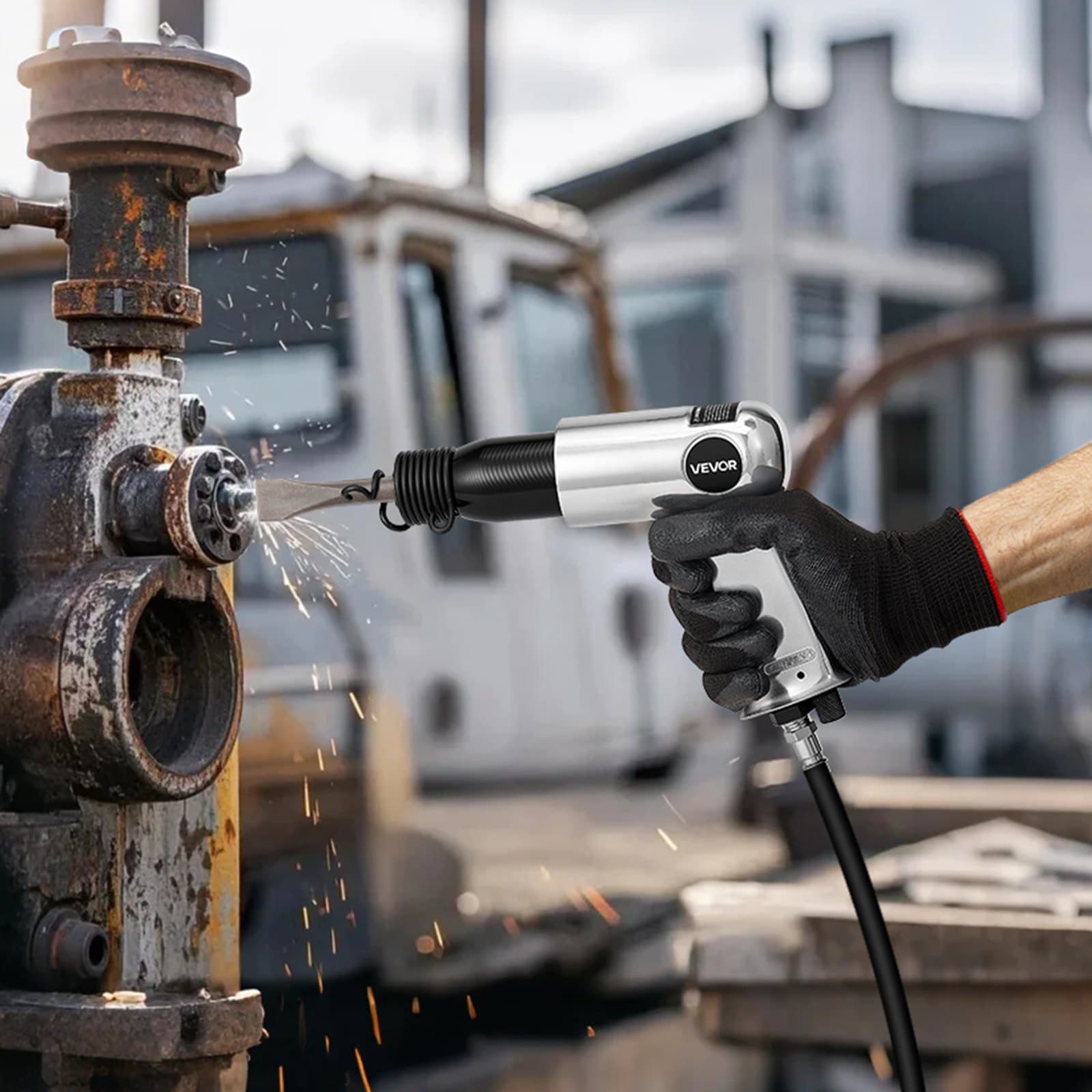 Pneumatické kladivo 3500 úderů za minutu, 12 CFM, sada pneumatického kladiva se 4 dláty