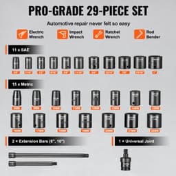Sada příklepových nástrčných hlavic 29 ks, šestihranné, 3/8" bity, sada nářadí s ráčnou, kufr - miniatura 7