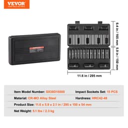 Sada rázových hlavic 15 ks, šestihranné, bit 3/8", sada nářadí s ráčnou, kufřík - miniatura 11