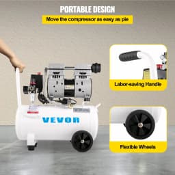 Kompresor vzduchu 20,8 l, přenosný kompresor 1 HP, bezolejový kompresor s ocelovou nádrží 750 W, pancake kompresor 115 PSI, ultratichý kompresor pro domácí opravy, plnění pneumatik - miniatura 9