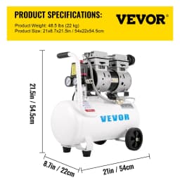 Kompresor vzduchu 20,8 l, přenosný kompresor 1 HP, bezolejový kompresor s ocelovou nádrží 750 W, pancake kompresor 115 PSI, ultratichý kompresor pro domácí opravy, plnění pneumatik - miniatura 11