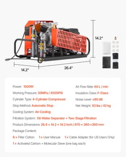 PCP kompresor 4500PSI/30MPa, čtyřválcový ponorný vzduchový kompresor - miniatura 11