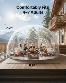 Zahradní stan 12 x 7,2 stop, pro 4–7 osob, průhledný, geodetický dóm - miniatura 7