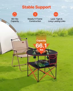Skládací přenosný campingový stůl Oxford Outdoor kulatý stůl se 4 držáky na nápoje - miniatura 7
