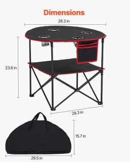 Skládací přenosný campingový stůl Oxford Outdoor kulatý stůl se 4 držáky na nápoje - miniatura 8