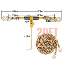 Řetězový svěr s ráčnou 5/16"–3/8", zatěžovací svorky 7100 lb s řetězy G80, 2 ks - miniatura 11