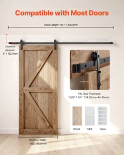 Sada kování pro posuvné „barn door“ 10 FT pro jednokřídlé posuvné dveře ve tvaru I - miniatura 10