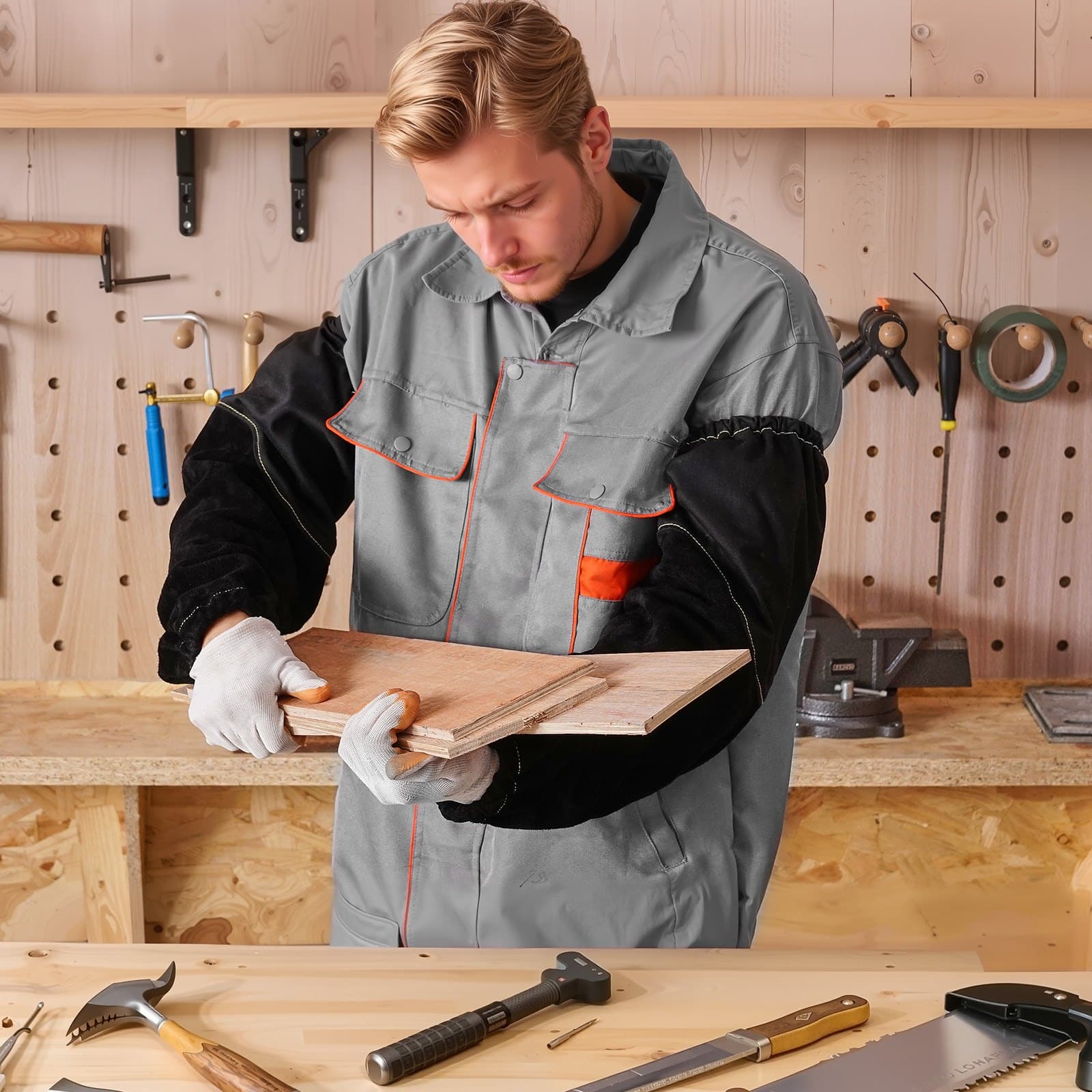 Ohnivzdorný pracovní svařovací rukáv, odolná hovězí kůže a nehořlavá bavlna