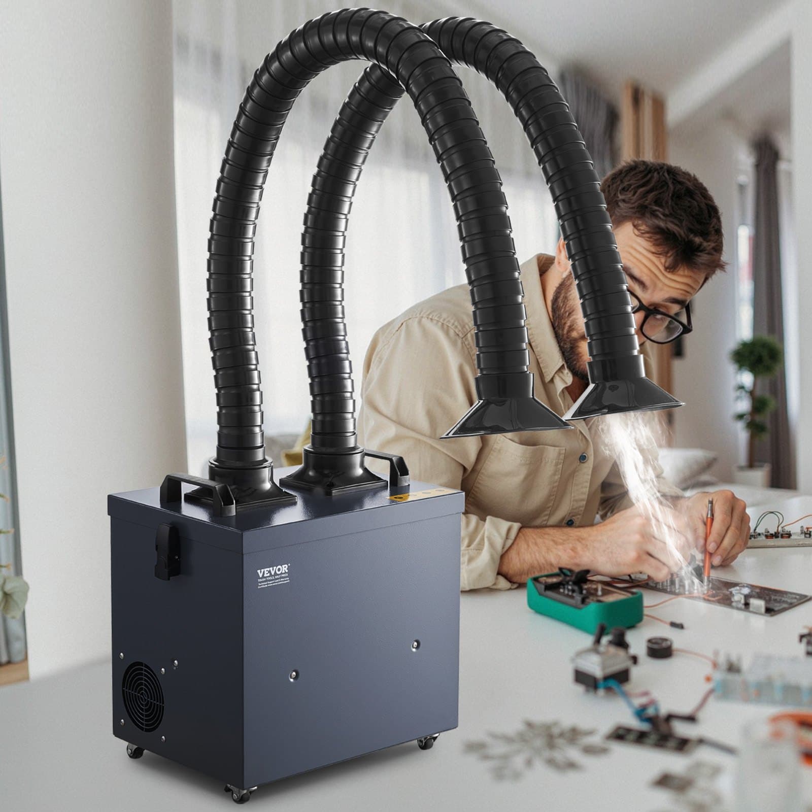 Bezkartáčový odsavač výparů z pájení 275 W, odsavač kouře se 4stupňovými filtry