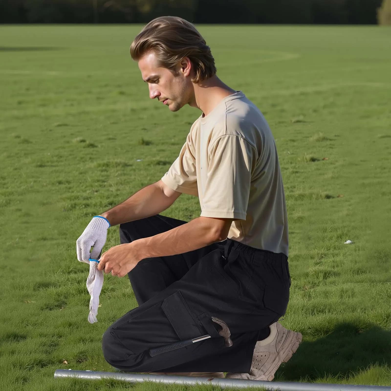 Pánské FR kalhoty, nehořlavé, cargo, více kapes, L, černé