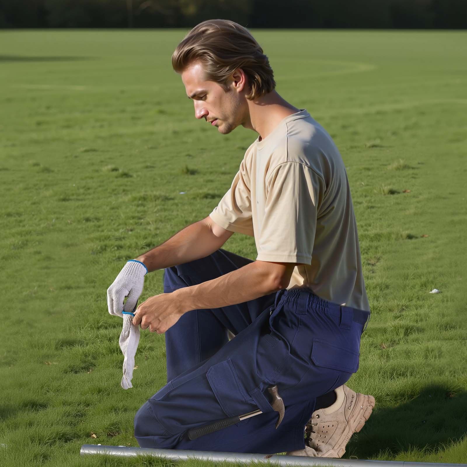 Pánské FR kalhoty, nehořlavé, cargo, více kapes, M, tmavě modré