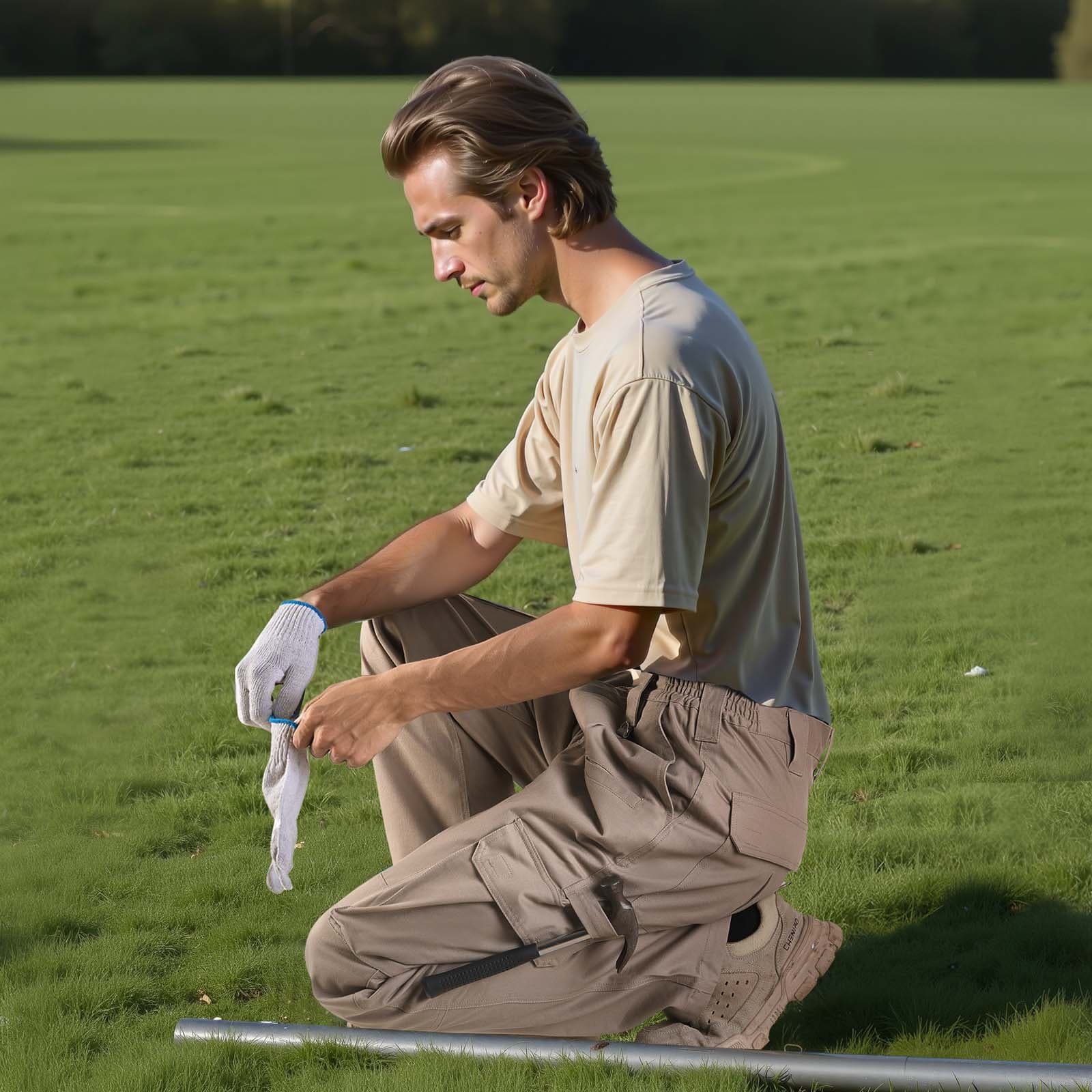 Pánské FR kalhoty, nehořlavé, cargo, více kapes, XL, khaki