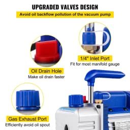 Lopatkové vakuové čerpadlo 3 CFM 1/4 HP pro chladivo, vakuové čerpadlo pro klimatizaci, Velká Británie, R134a, 1720 ot./min, jednostupňové - miniatura 8