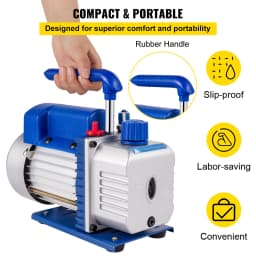 Lopatkové vakuové čerpadlo 3 CFM 1/4 HP pro chladivo, vakuové čerpadlo pro klimatizaci, Velká Británie, R134a, 1720 ot./min, jednostupňové - miniatura 10