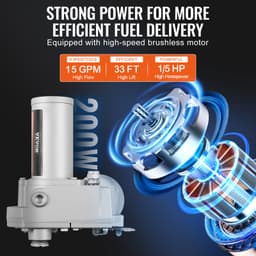 12 V čerpadlo pro přečerpávání paliva, 15 GPM, 1/5 HP, čerpadlo na naftu s automatickou palivovou tryskou - miniatura 8