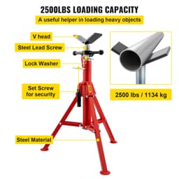Stojan na trubky s V-hlavou pro průměry 0,3–30,5 cm, nastavitelná výška 71,1–132,1 cm, stojany na trubky s nosností 1133,9 kg, přenosné skládací stojany na trubky, tělo z uhlíkové oceli s vyšší pevností - miniatura 7