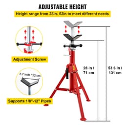 Stojan na trubky s V-hlavou pro průměry 0,3–30,5 cm, nastavitelná výška 71,1–132,1 cm, stojany na trubky s nosností 1133,9 kg, přenosné skládací stojany na trubky, tělo z uhlíkové oceli s vyšší pevností - miniatura 8
