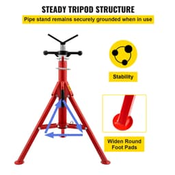 Stojan na trubky s V-hlavou pro průměry 0,3–30,5 cm, nastavitelná výška 71,1–132,1 cm, stojany na trubky s nosností 1133,9 kg, přenosné skládací stojany na trubky, tělo z uhlíkové oceli s vyšší pevností - miniatura 10