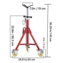 Stojan na trubky, zvedací stojan na trubky, stojan na trubky s V-hlavou, nastavitelná výška 71,12–132,08 cm, zvedací stojany na trubky s kolečky nosnost 400,1 kg, skládací přenosné stojany na trubky 0,3175–30,48 cm, ocelový zvedací stojan na trubky - miniatura 1
