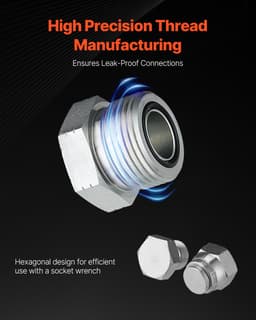 64 ks hydraulických spojek BSPP, sada zátkových a uzavíracích krytek hydrauliky s přesným závitem, zinkovaná ocelová sada adaptérů pro vysokou pevnost hydraulických spojek, velikosti Dash 04/06/08/10/12/16 - miniatura 7
