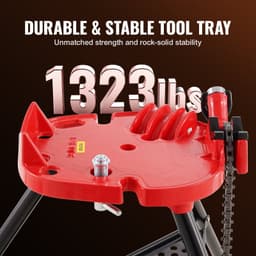 Řetězové svěrák s trojnožným stojanem | Rozsah pro trubky od 3,2 do 152 mm | Nosnost 600 kg | Přenosný stojan se skládacíma nohama a miskou na nářadí | Ideální pro instalatérské a potrubní práce - miniatura 7