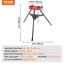 Řetězové svěrák s trojnožným stojanem | Rozsah pro trubky od 3,2 do 152 mm | Nosnost 600 kg | Přenosný stojan se skládacíma nohama a miskou na nářadí | Ideální pro instalatérské a potrubní práce - miniatura 11