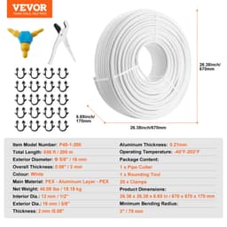 PEX-AL-PEX trubka, 200 m, průměr 16 mm, hliníko-plastová kompozitní trubka, kyslíková bariéra, PEX trubka pro podlahové vytápění, tloušťka 2 mm, instalace topení pro podlahové vytápění, vnitřní hliníková vrstva, PEX trubka - miniatura 8