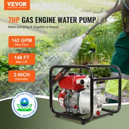 Benzínové vodní čerpadlo, 2 palce, 7 HP, 142 GPM, výtlak 148 stop, sací hloubka 22 stop, čtyřtaktní čerpadlo pro přečerpávání vody a odpadků poháněné benzínem, přenosné, vysokotlaké s 25ft hadicí pro zavlažování bazénu, certifikováno EPA - miniatura 6