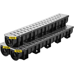 Systém liniového odvodnění, liniový žlab s kovovou mřížkou, 150 x 130 mm, odvodňovací žlab z HDPE, černý plastový podlahový vtok do garáže, odtoková mřížka 3 x 39, s 3 krytkami, do zahrady, příjezdu – 3 ks - miniatura 2