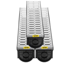 Systém liniového odvodnění, liniový žlab s kovovou mřížkou, 150 x 130 mm, odvodňovací žlab z HDPE, černý plastový podlahový vtok do garáže, odtoková mřížka 3 x 39, s 3 krytkami, do zahrady, příjezdu – 3 ks - miniatura 3