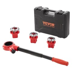 Sada ráčnových závitníků na trubky, 1/2" NPT, 3/4" NPT, 1" NPT, ruční ráčnový závitník pro trubky, přenosná sada nástrojů pro závitování trubek se 3 matricemi NPT, kufřík pro uložení hliníkových, železných a měděných trubek - miniatura 2
