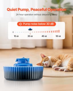 Keramická fontána pro kočky, Cupcake Pet 2,1 l, porcelánový dávkovač vody pro kočky s ultra tichým čerpadlem, 360° napájecí oblast a vícestupňový filtrační systém, pro kočky a psy (modrá) - miniatura 10