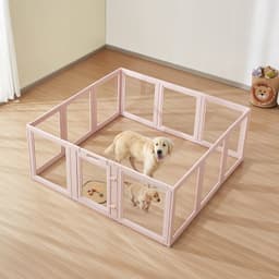 Ohrádka pro štěňata, 1,54 x 1,5 x 0,6 m, průhledná plastová ohrádka pro velké psy, voděodolná ohrádka pro štěňata s okénky a zámkem ve dveřích, snadno čistitelná, odolná porodní sada pro psy a kočky do domácnosti - miniatura 2