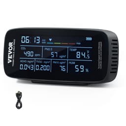 Monitor kvality vzduchu 9 v 1, CO2, teplota, vlhkost, formaldehyd, TVOC, tester AQI, profesionální měřič částic PM2,5, PM10, PM1,0 pro vnitřní i venkovní použití, měřič kvality vzduchu s alarmovými prahovými hodnotami - miniatura 2