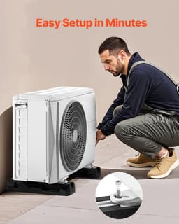 Sada podlahového montážního podstavce pro mini split klimatizační systémy, podstavec pro podlahovou montáž AC/tepelné čerpadlo 9000–36000 BTU, odolné gumové antivibrační podložky, max. zatížení 1000 kg - miniatura 7