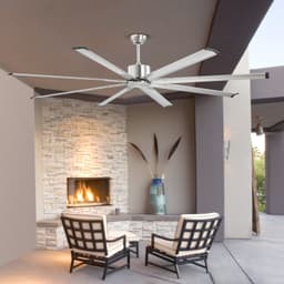Stropní ventilátor 213 cm bez osvětlení, 6stupňový s dálkovým ovladačem, hliníkový, 8-lopatkový, reverzní DC motor, moderní nízkoprofilový stropní ventilátor do ložnice, obýváku, na patio, do vnitřního i venkovního použití, kartáčovaný nikl - miniatura 1