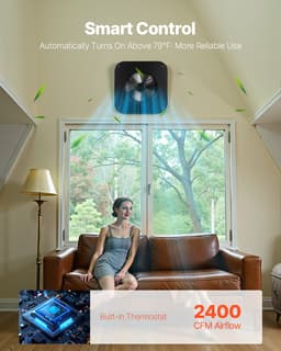 Střešní odsavač na půdu, inteligentní solární střešní ventilátor 35 W s automatickou regulací teploty, průtok vzduchu 2400 CFM, vestavěný bezkartáčový DC motor pro chlazení a odvlhčování, bez dálkového ovladače - miniatura 7