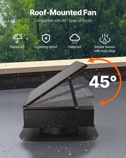 Střešní odsavač na půdu, inteligentní solární střešní ventilátor 35 W s automatickou regulací teploty, průtok vzduchu 2400 CFM, vestavěný bezkartáčový DC motor pro chlazení a odvlhčování, bez dálkového ovladače - miniatura 10