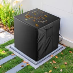 Potah na klimatizaci, 914 x 914 x 1010 mm, trojvrstvý, voděodolný polyester, síťovaná ventilace, univerzální kryt venkovní jednotky klimatizace, černý - miniatura 1